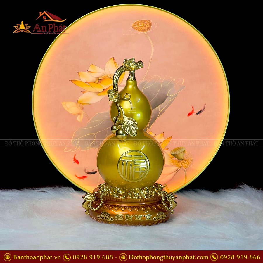 Phong Thủy Decor Hồ Lô Châu Báu Vàng Cao Cấp PT008