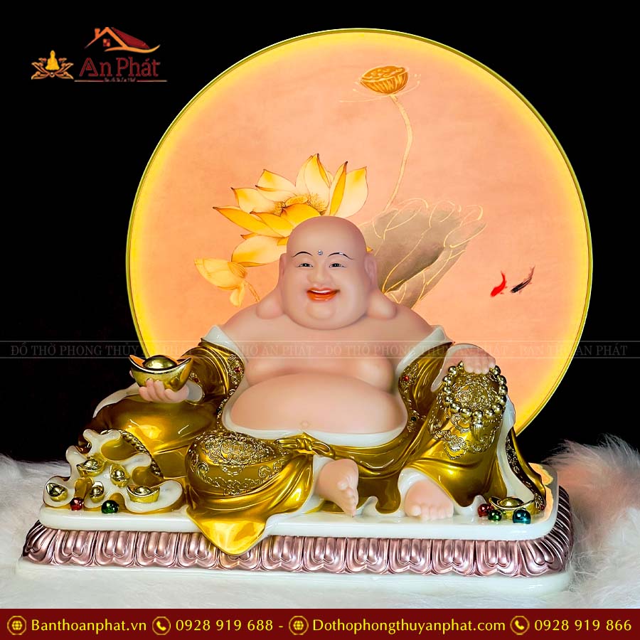 Tượng Di Lặc Đá Ngồi Vàng Cao Cấp DL001