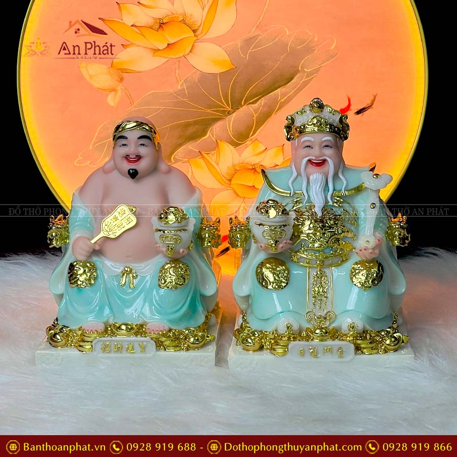 Tượng Thần Tài Ông Đia Đá Xanh Cao Cấp Bộ 2 Ông T044