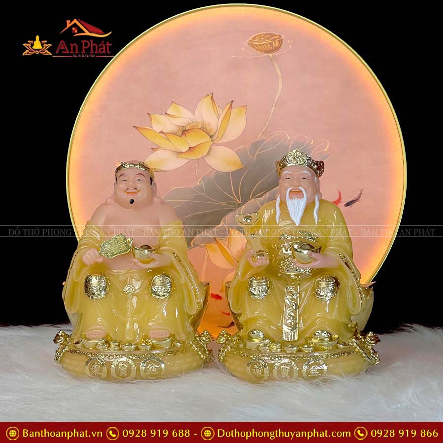 Tượng Thần Tài Ông Địa Nhập Khẩu Đá Thạch Anh Bộ 2 Ông T059