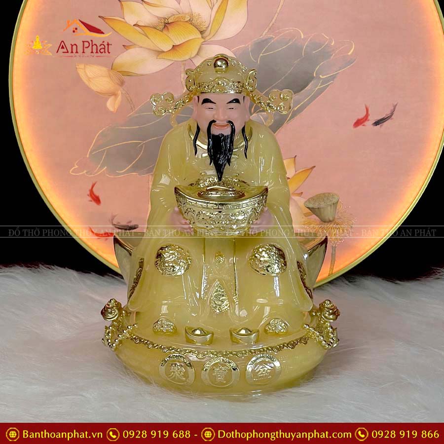 Tượng Thần Tài Thần Tiền Đá Thạch Anh Cao Cấp T060