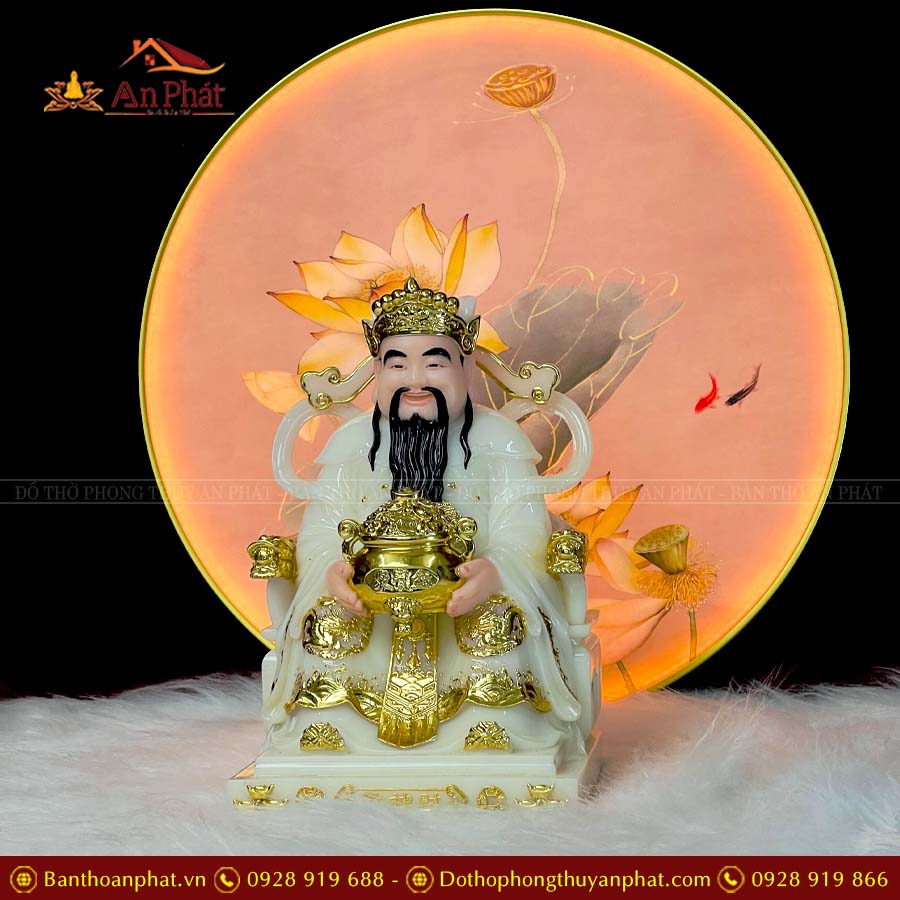 Tượng Thần Tài Thần Tiền Giữ Của Đá Trắng Nhập Khẩu T023