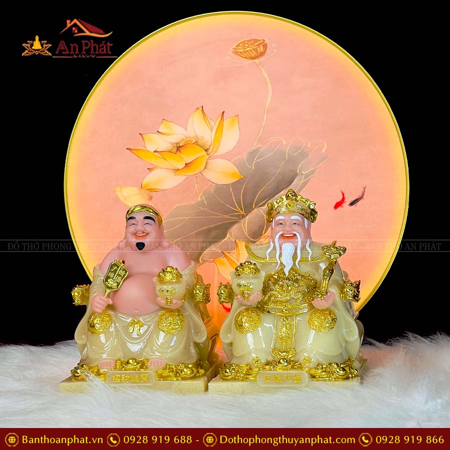 Tượng Thần Tài Thổ Địa Bộ 2 Ông Đá Thạch Anh Nhập Khẩu T005