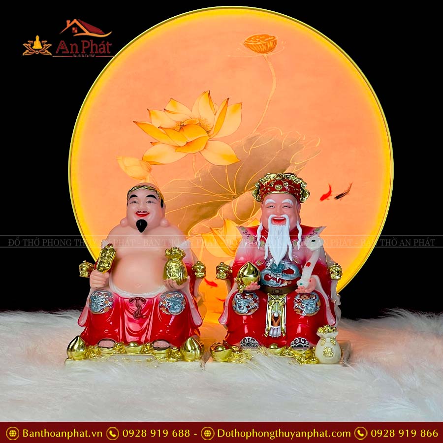 Tượng Thần Tài Thổ Địa Đá Đỏ Nhập Khẩu Bộ 2 Ông T047