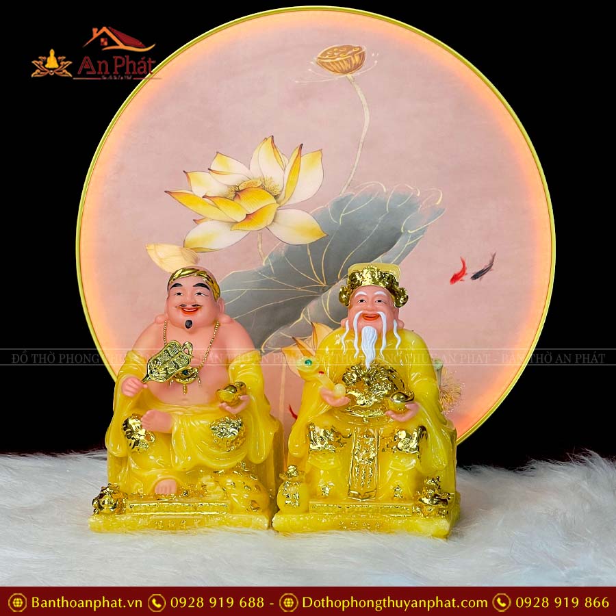 Tượng Thần Tài Thổ Địa Đá Vàng Cao Cấp Bộ 2 Ông T068