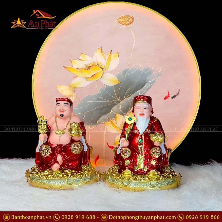 Tượng Thần Tài Thổ Địa Đỏ Cao Cấp Nhập Khẩu Bộ 2 Ông T071