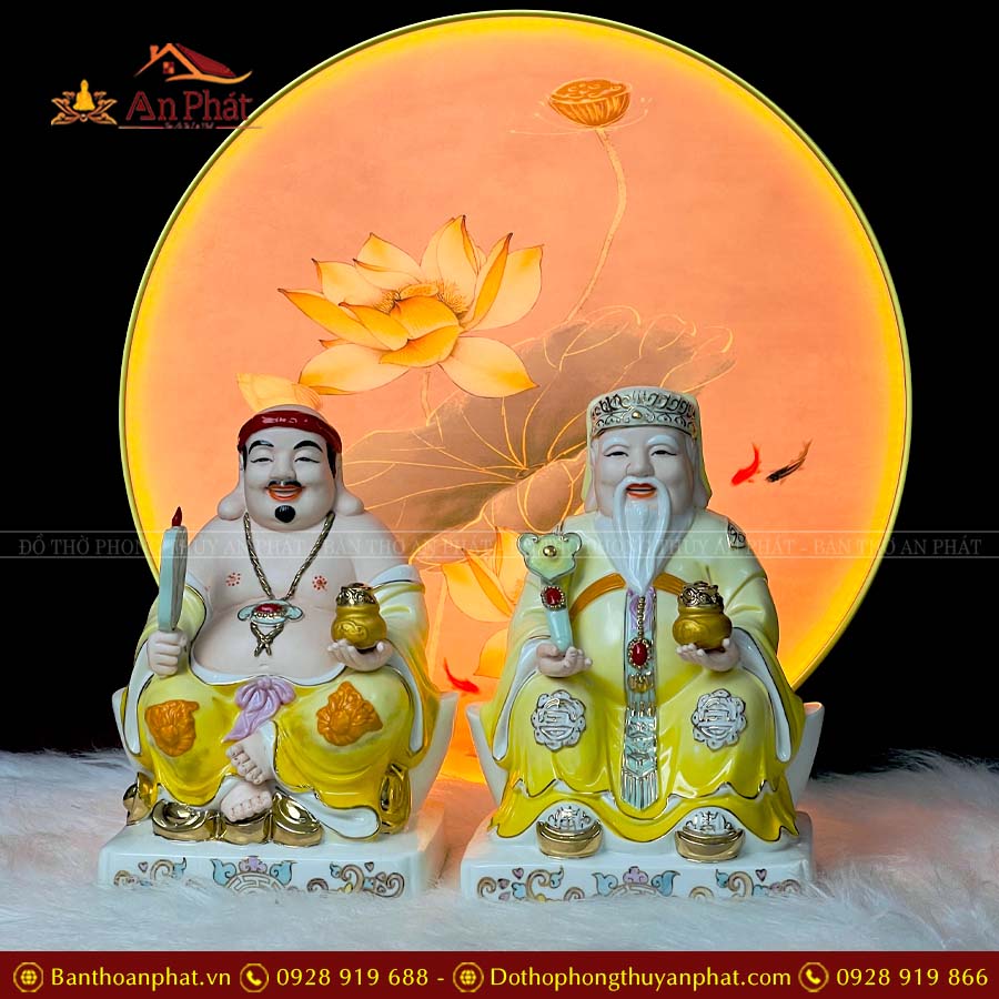 Tượng Thần Tài Thổ Địa Sứ Đức Hóa Vàng Bộ 2 Ông Cao Cấp T038