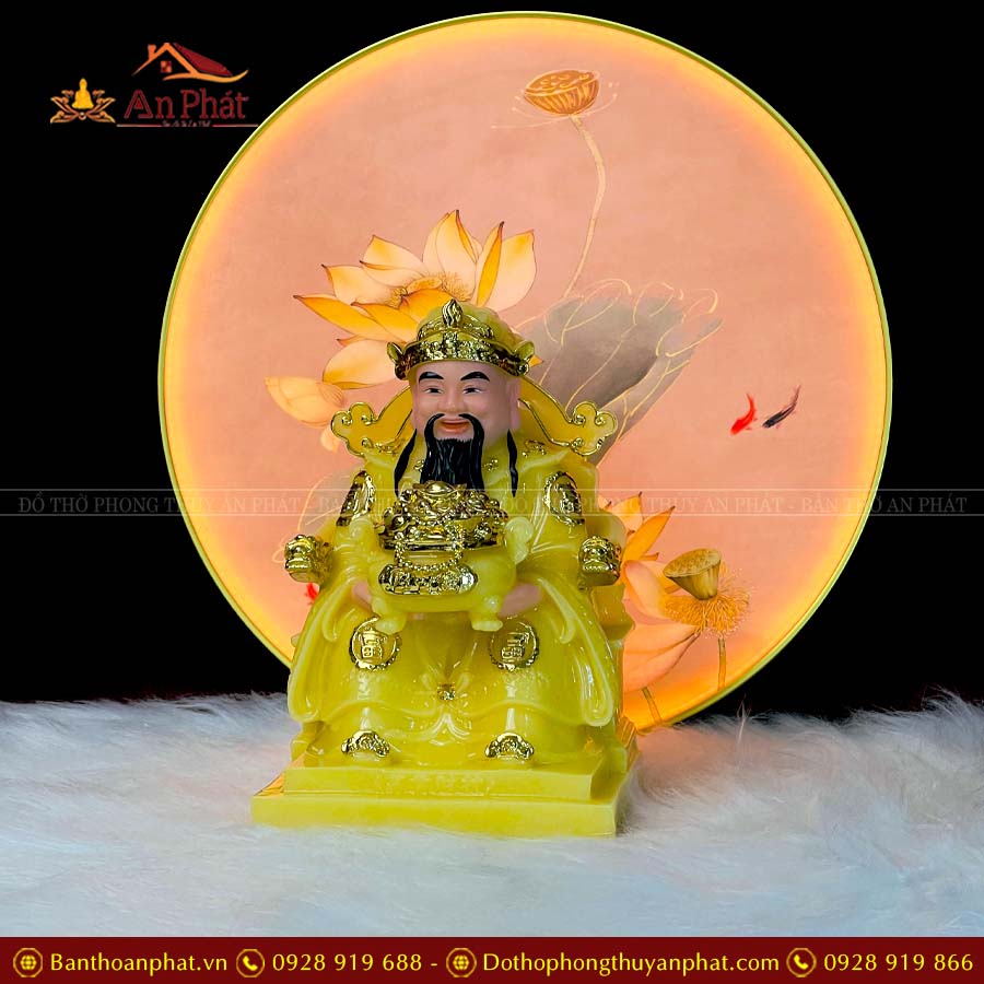 Tượng Thần Tiền Thần Tài Đá Vàng T069