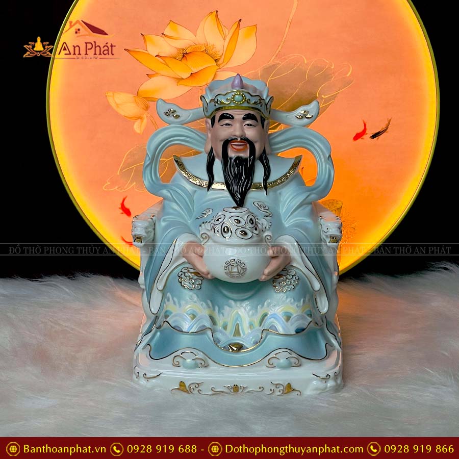 Tượng Tiền Thần Tài Sứ Đức Hóa Xanh Cao Cấp T036