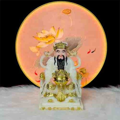Tượng Thần Tài Thần Tiền Giữ Của Đá Trắng Nhập Khẩu T023