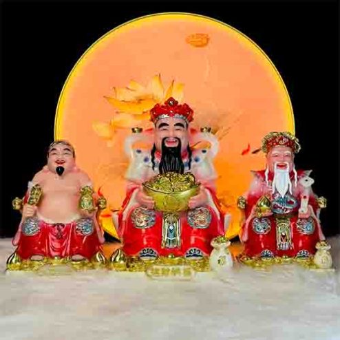 Tượng Thần Tài Thổ Địa Đá Đỏ Nhập Khẩu Cao Cấp Bộ 3 Ông T049