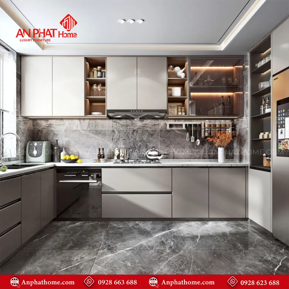 Tủ Bếp INOX Cánh Kính TB-901 3 Tủ Bếp INOX Cánh Kính TB-901