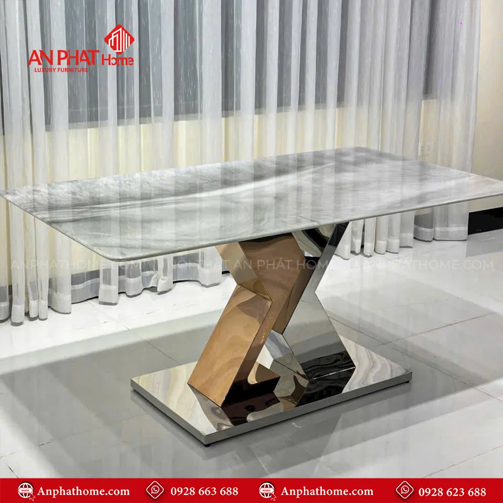 Bộ bàn ghế ăn mặt đá khung inox hiện đại BA-1949 18 1 4