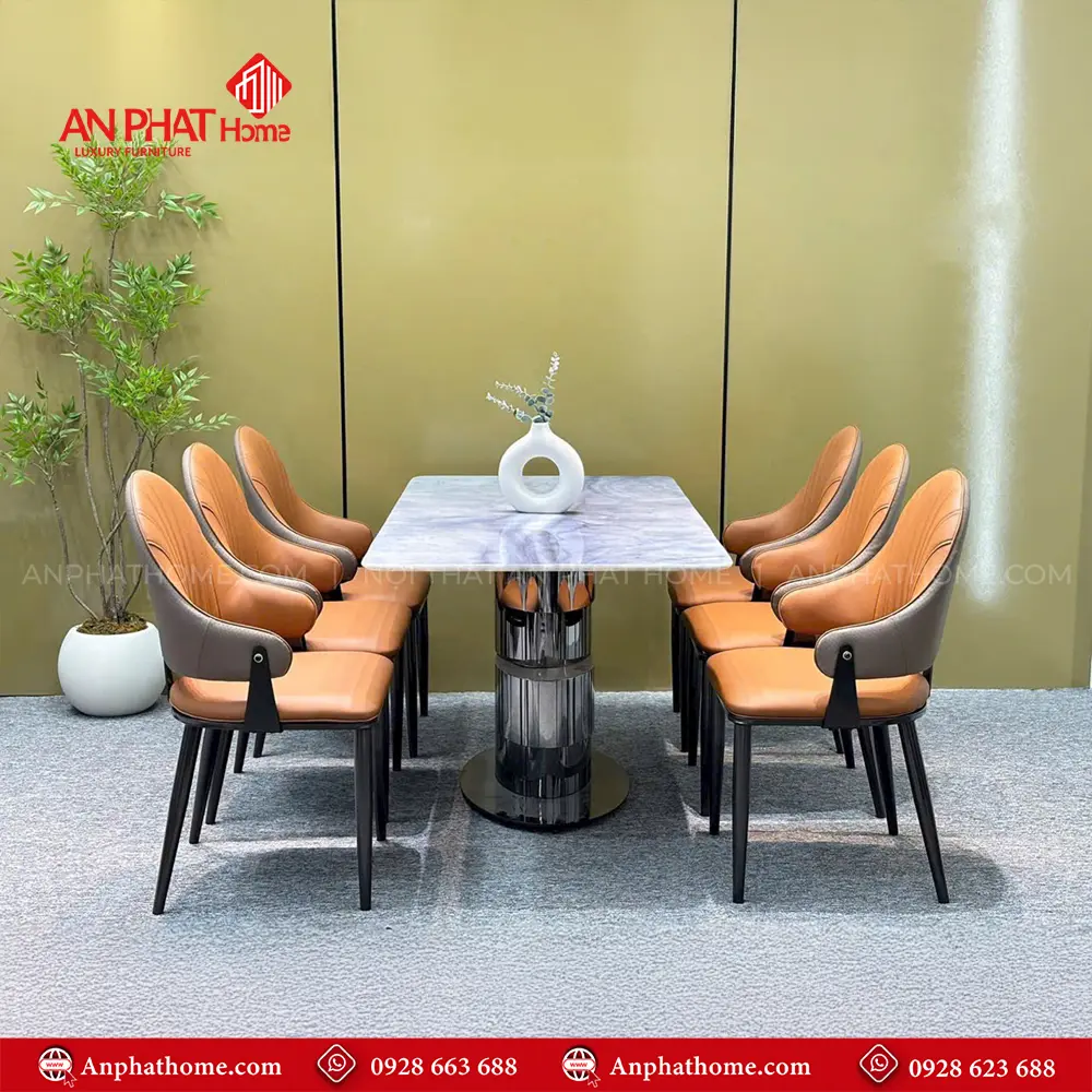 Bộ Bàn Ăn Mặt Đá Cao Cấp 6 Nghế Bọc Da Nhập Khẩu BA-1905 14 Bộ bàn ăn 6 ghế bọc da mặt đá nhập khẩu BA-1905 phù hợp với nhiều không gian nội thất khác nhau