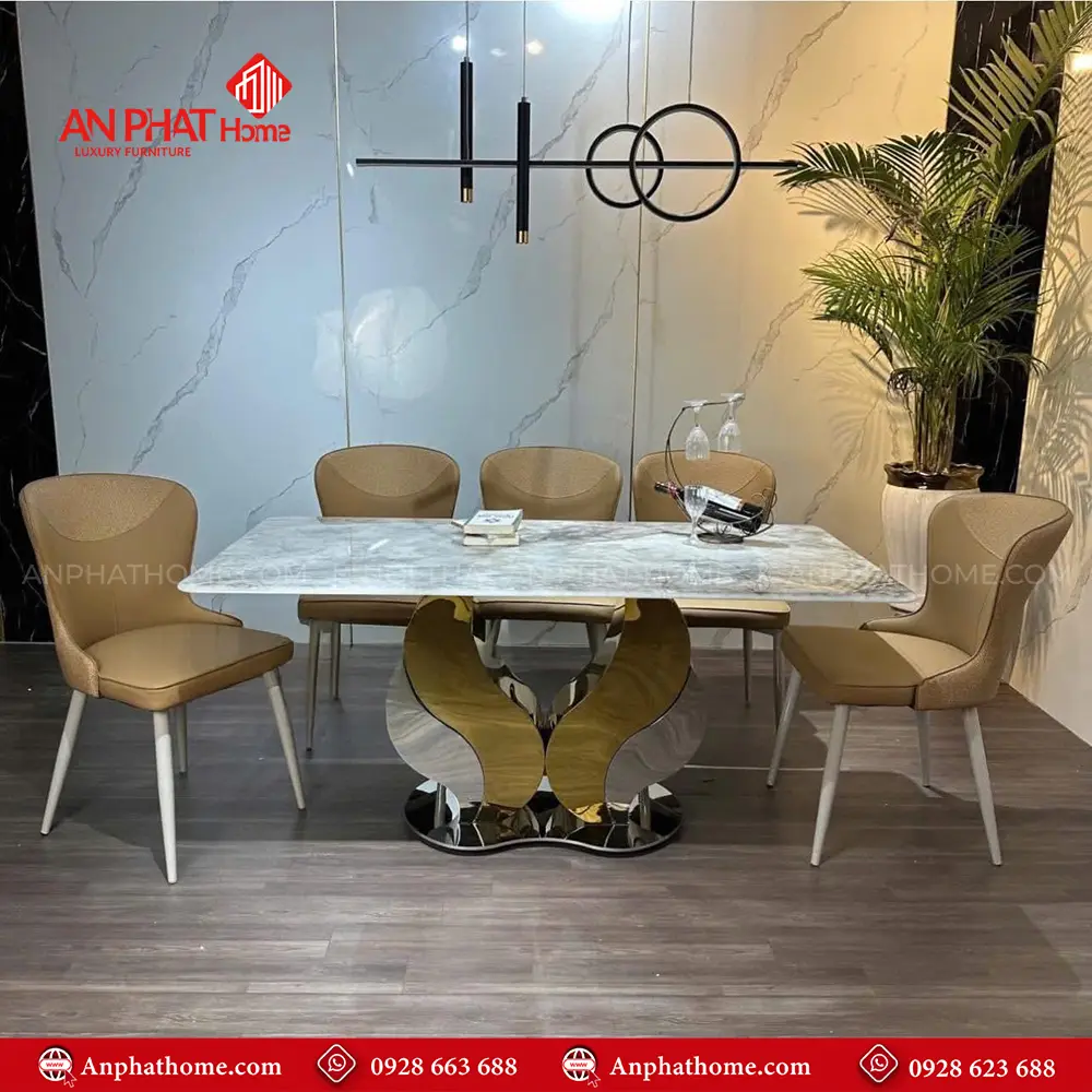 Kích thước mặt bàn đa dạng có thể chọn các kích thước từ 1m40cm – 2m20cm ngồi từ 4- 8 người, trong bộ bàn đã có 6 ghế đi kèm, tùy theo nhu cầu sử dụng quý khách có thể mua thêm ghế