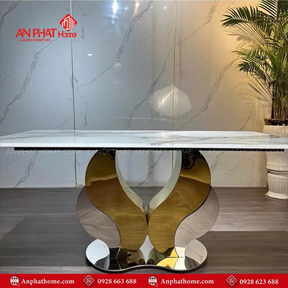 Chân bàn thiết kế uốn cong tạo cảm giác sang trọng quý phái, hiện đại