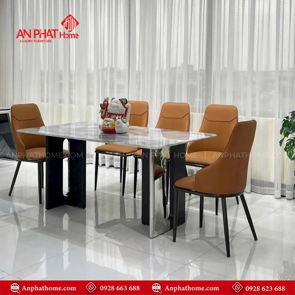 Bàn Ăn Mặt Đá Thạch Anh Cao Cấp Nhập Khẩu BA-1915 17 Bàn ăn kết hợp với nhiều màu ghế khác nhau phù hợp với mọi không gian