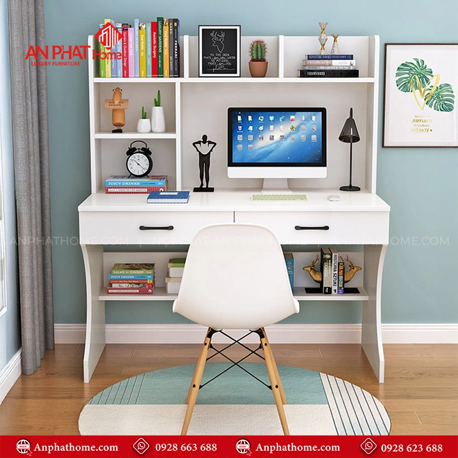 Bàn Học Cho Bé Hiện Đại B-2901 14 Mẫu bàn học sinh kèm kệ sách hiện đại