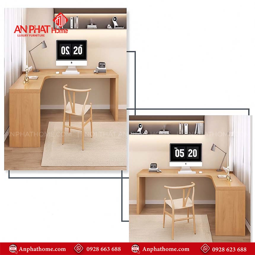 Mẫu bàn học kèm kệ sách bằng gỗ công nghiệp