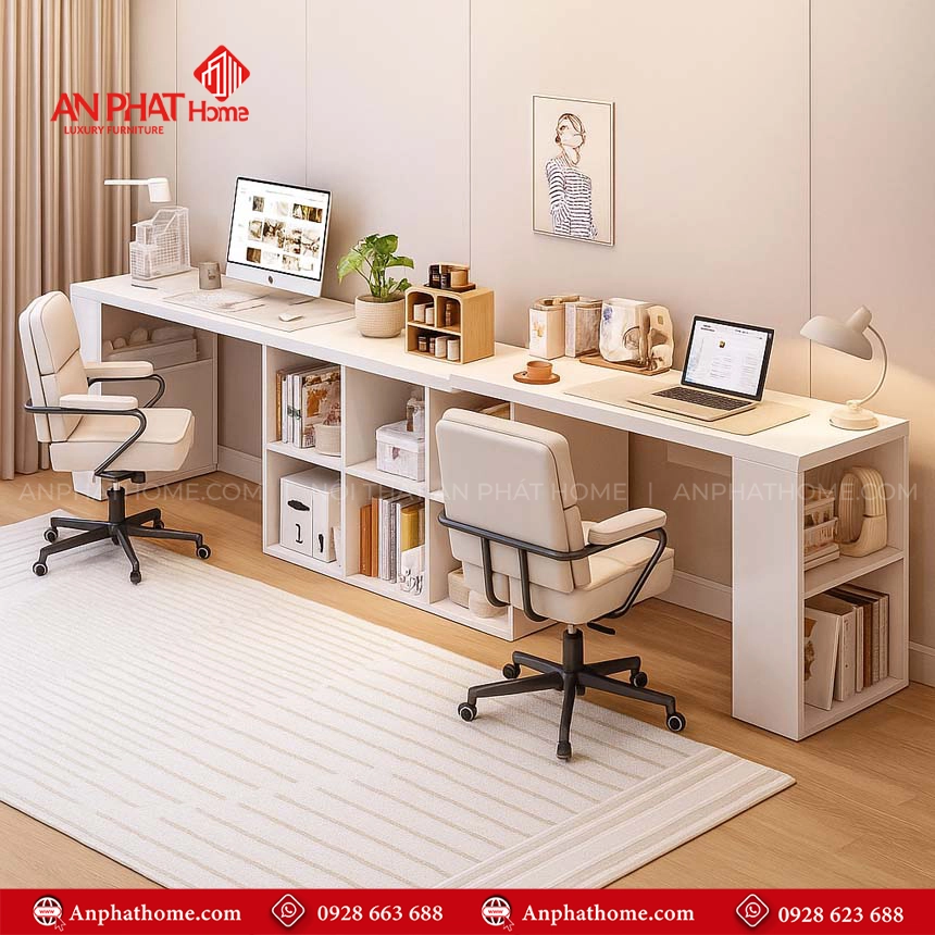Bàn Học Đôi Hiện Đại Gỗ MDF B-2889 An Phát Home