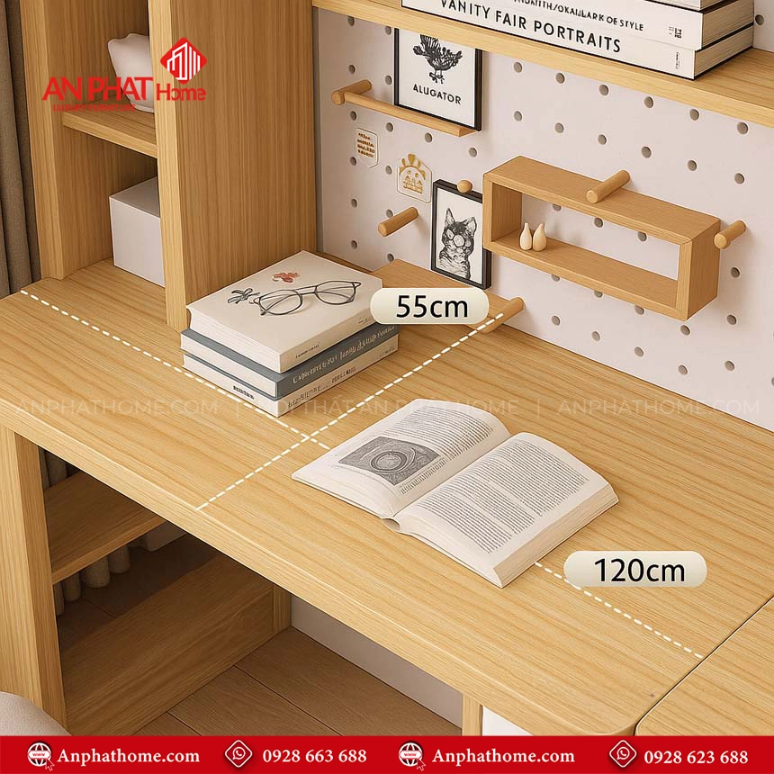 Bàn Học Đôi Thiết Kế Hiện Đại Kết Hợp Kệ Sách B-2886 15 Bàn học sinh rộng rãi thỏa mái cho 2 người