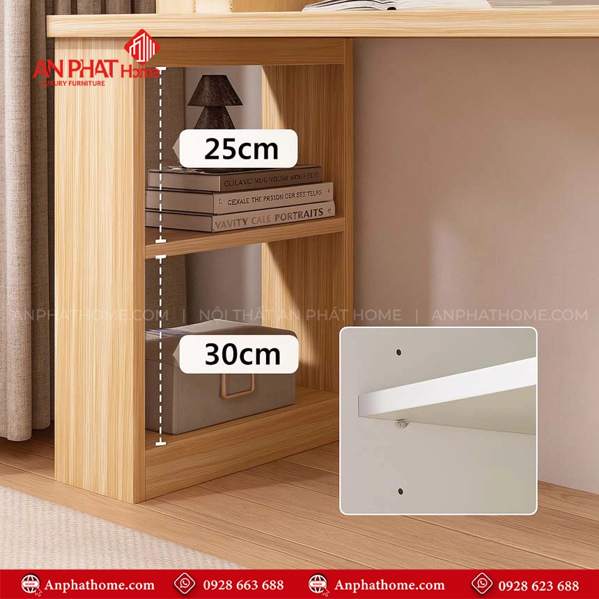 Bàn Học Đôi Thiết Kế Hiện Đại Kết Hợp Kệ Sách B-2886 17 Thiết kế ngăn hộc để đồ thông minh