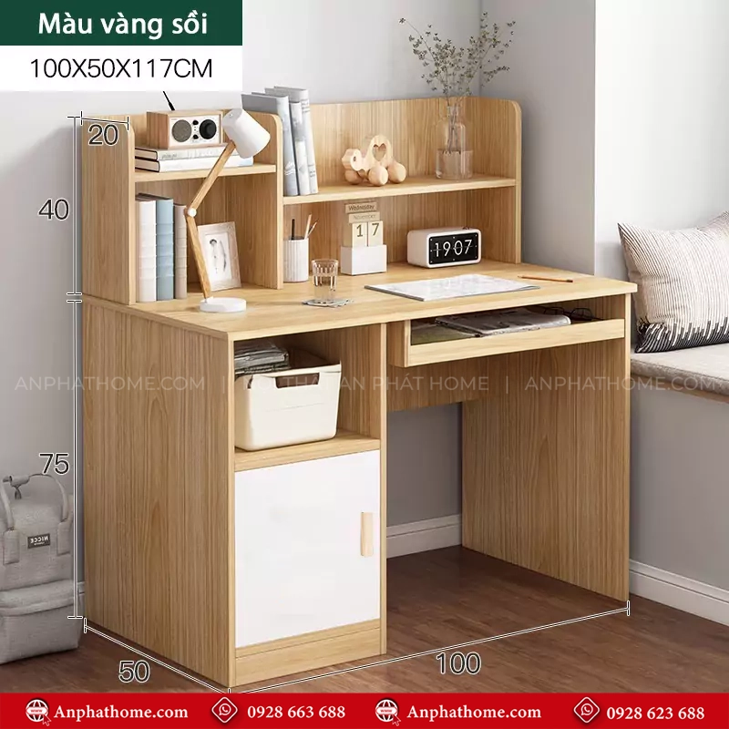 Bàn Học Gỗ Công Nghiệp B-2904 6 Mẫu bàn học kèm giá sách đẹp