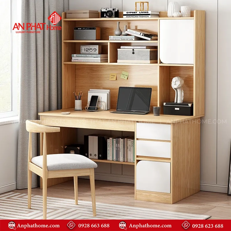 Bàn Học Gỗ Công Nghiệp Kết Hợp Giá Sách Đẹp B-2865 An Phát Home