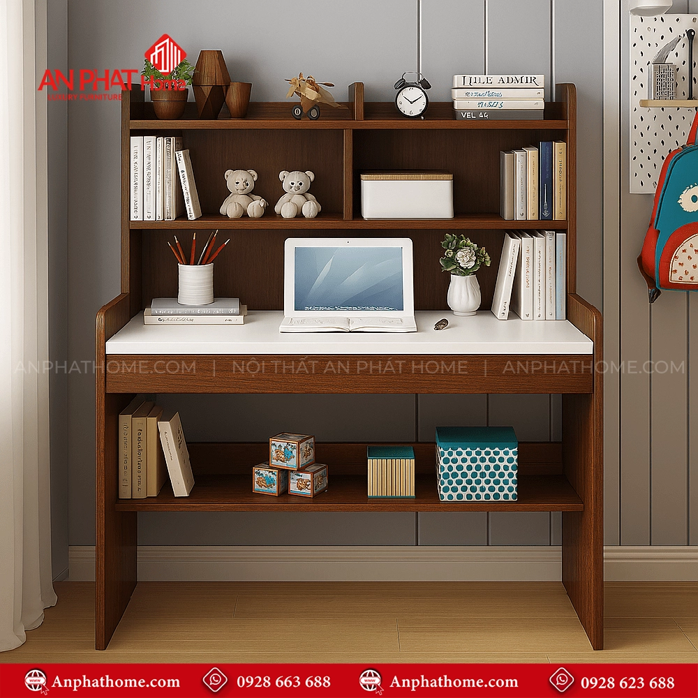 Bàn Học Gỗ MDF Hiện Đại B-2883 6 Mẫu bàn học thông minh kèm giá sách