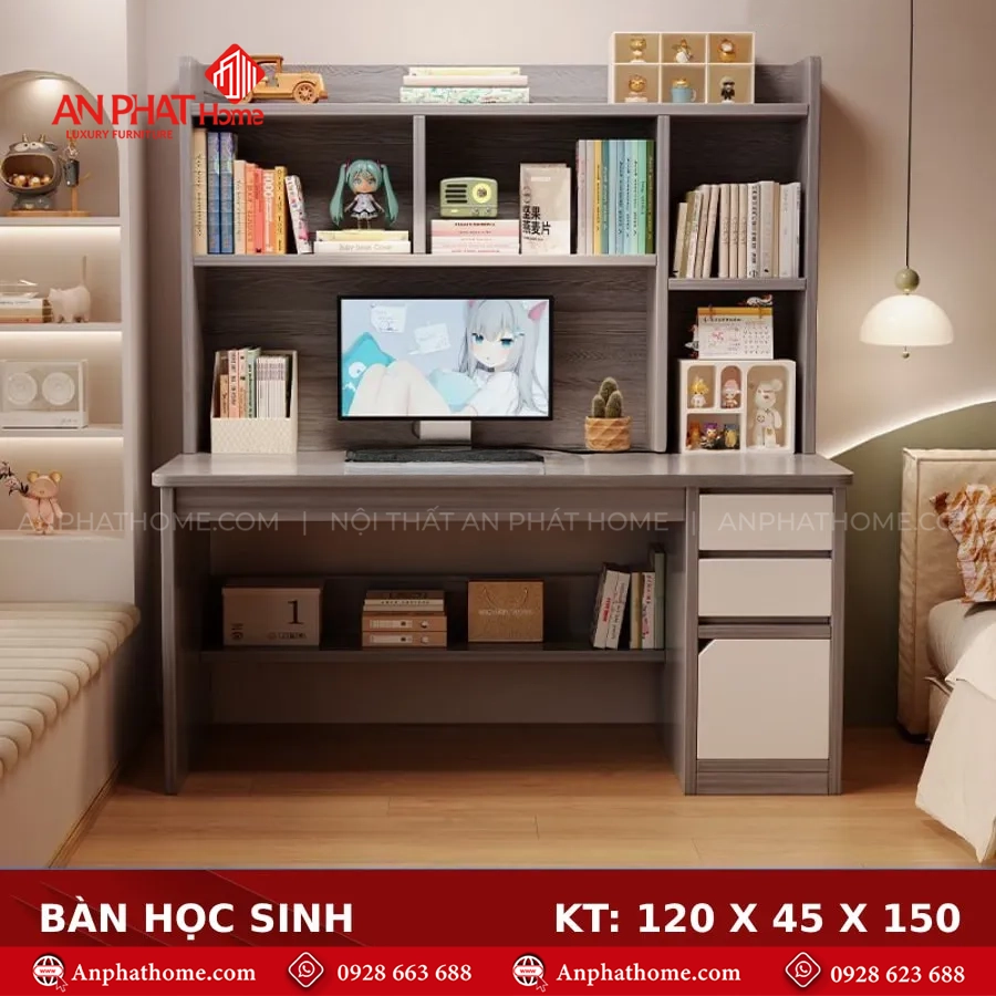 Bàn Học Hiện Đại Gỗ MDF B-2859 15 Bàn Học Hiện Đại Gỗ MDF B-2859 An Phát Home