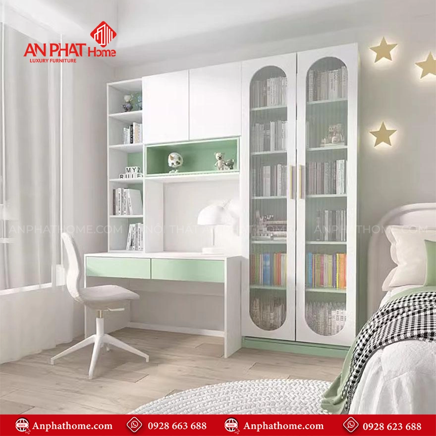 Bàn Học Kết Hợp Tủ Sách Hiện Đại Gỗ MDF B-2881 16 Bàn học sinh gỗ MDF