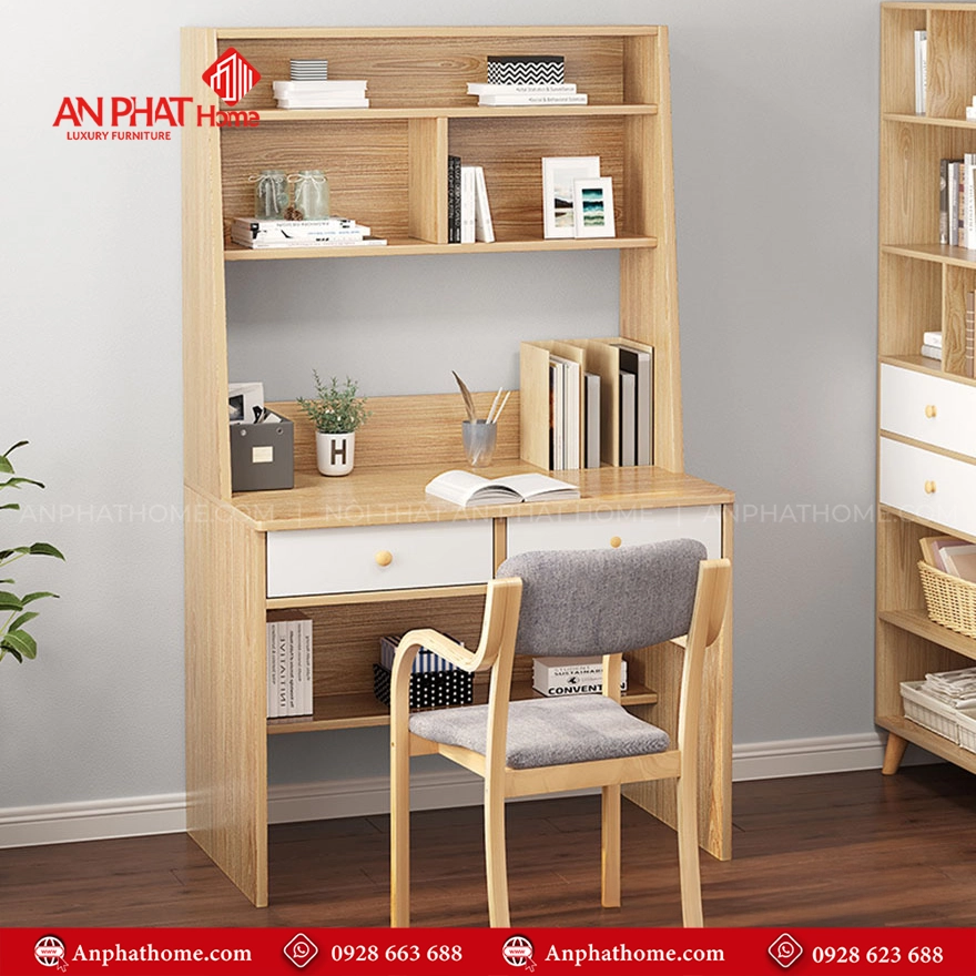 Bàn Học Liền Giá Sách Gỗ MDF B-2880 11 Bàn Học Liền Giá Sách Gỗ MDF B-2880 An Phát Home