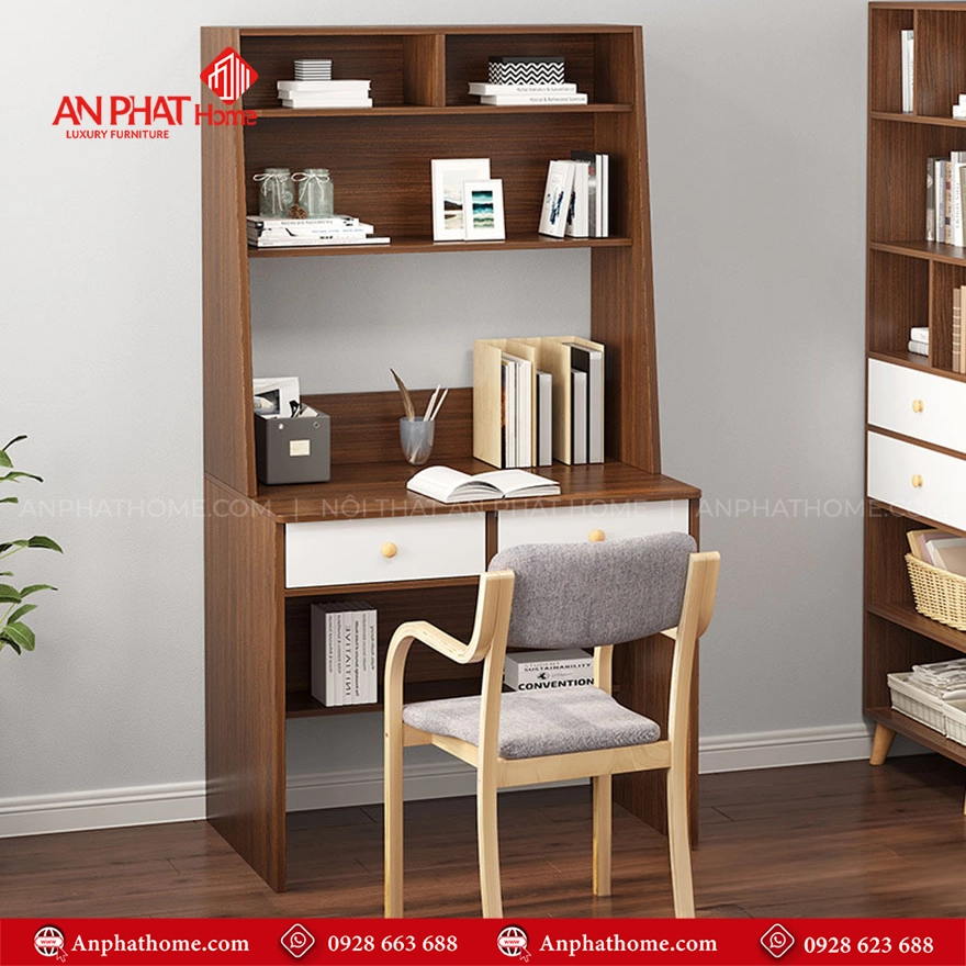 Bàn Học Liền Giá Sách Gỗ MDF B-2880 12 Mẫu bàn học sinh cấp 3