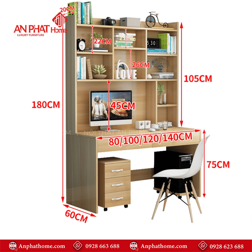 Bàn Học Sinh Gỗ MDF B-2891 11 Mẫu bàn học thông minh