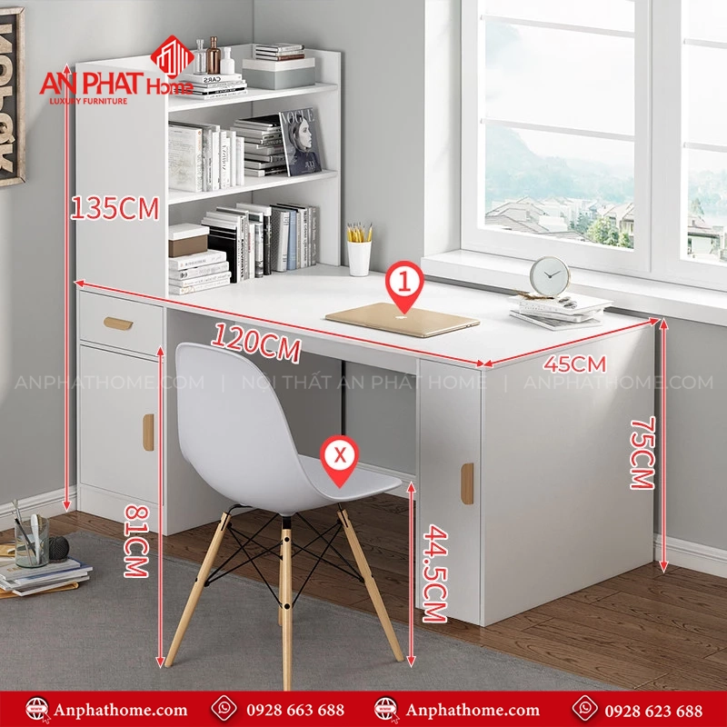 Bàn Học Sinh Kết Hợp Giá Sách B-2908 14 Mẫu bàn học trẻ em kèm giá sách