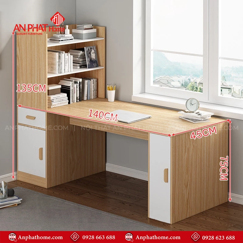 Bàn Học Sinh Kết Hợp Giá Sách B-2908 16 Mua bàn học cho bé tiểu học