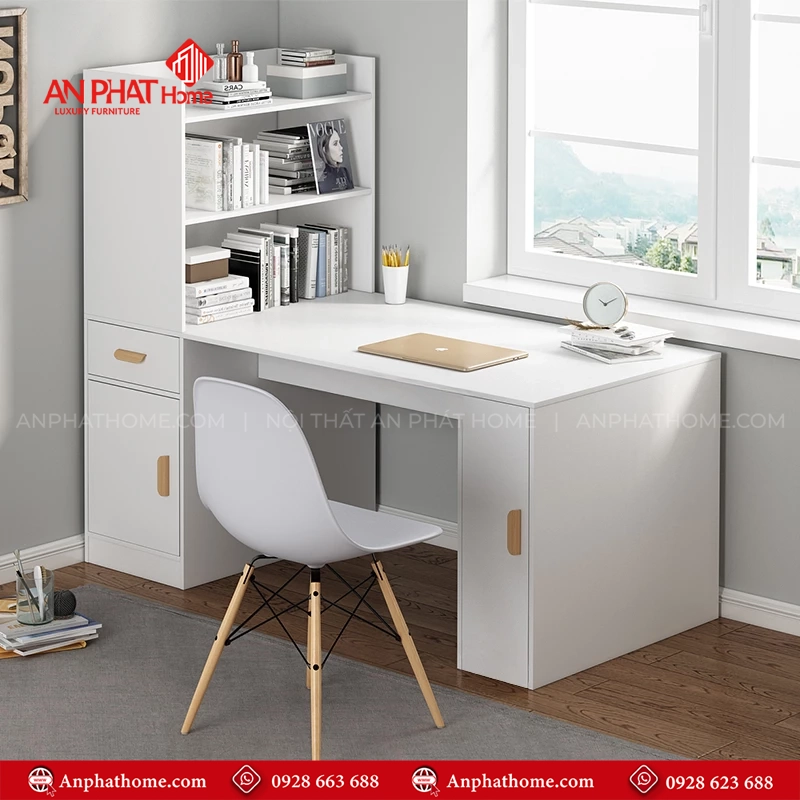 Bàn Học Sinh Kết Hợp Giá Sách B-2908 17 Mẫu bàn học sinh cấp 1 bằng gỗ