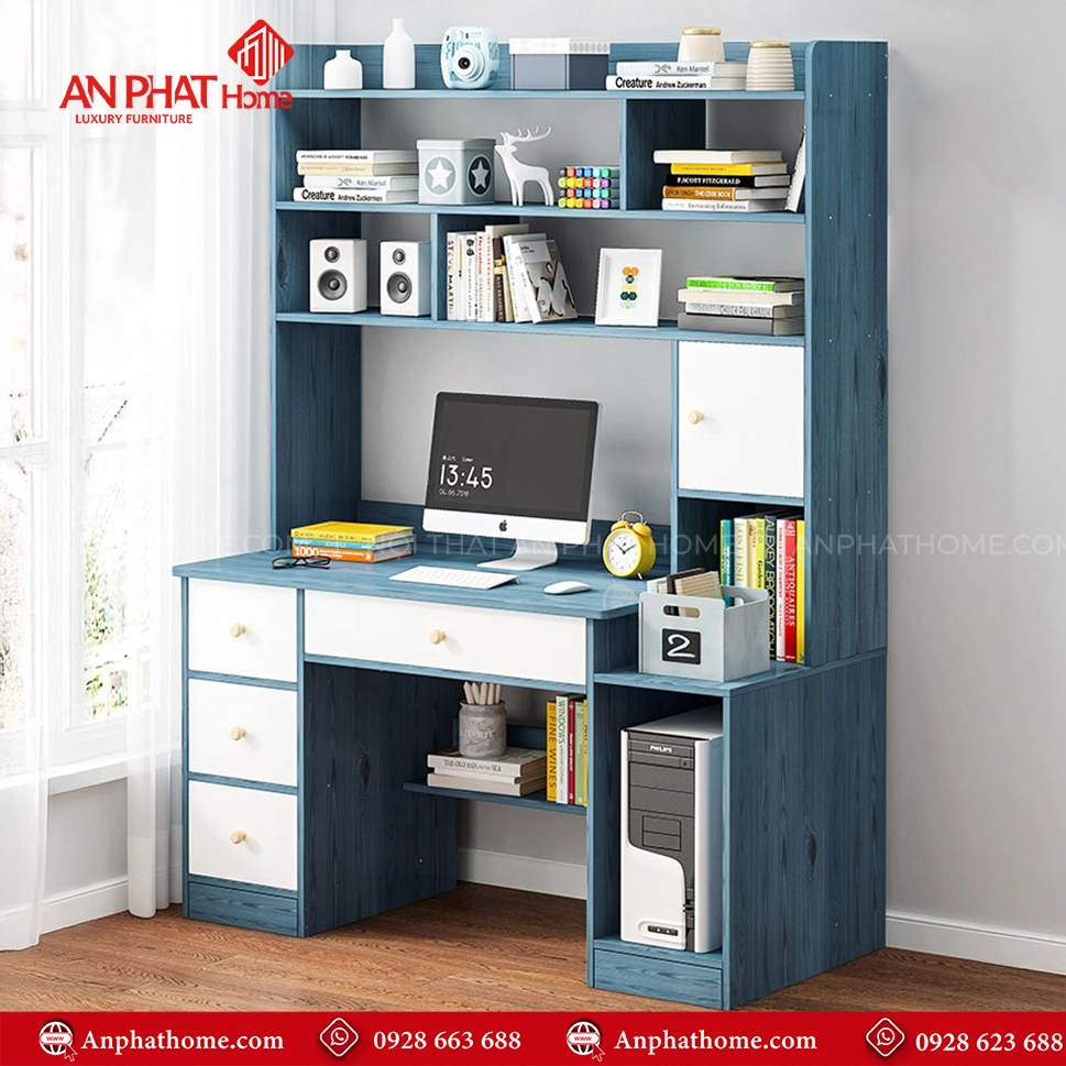 Bàn Học Sinh Liền Kệ Gỗ MDF B-2893 9 Bàn Học Sinh Liền Kệ Gỗ MDF B-2893 An Phát Home