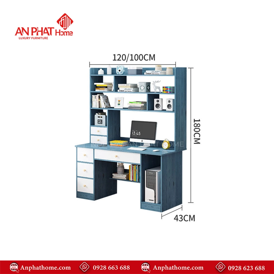 Bàn Học Sinh Liền Kệ Gỗ MDF B-2893 12 Mẫu bàn học sinh cấp 1 giá rẻ