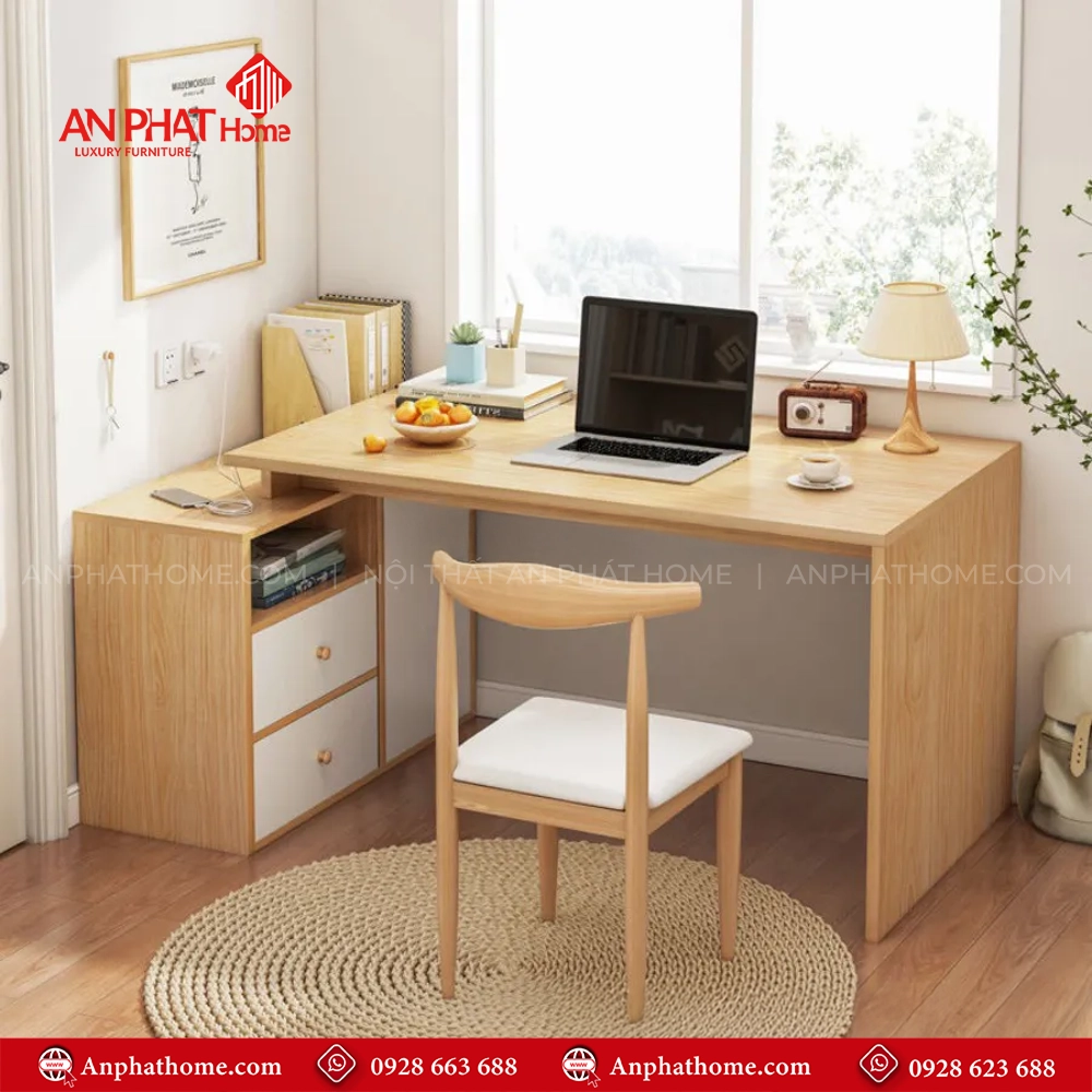 Bàn Làm Việc Gỗ Công Nghiệp Có Hộc Tủ B-2863 An Phát Home