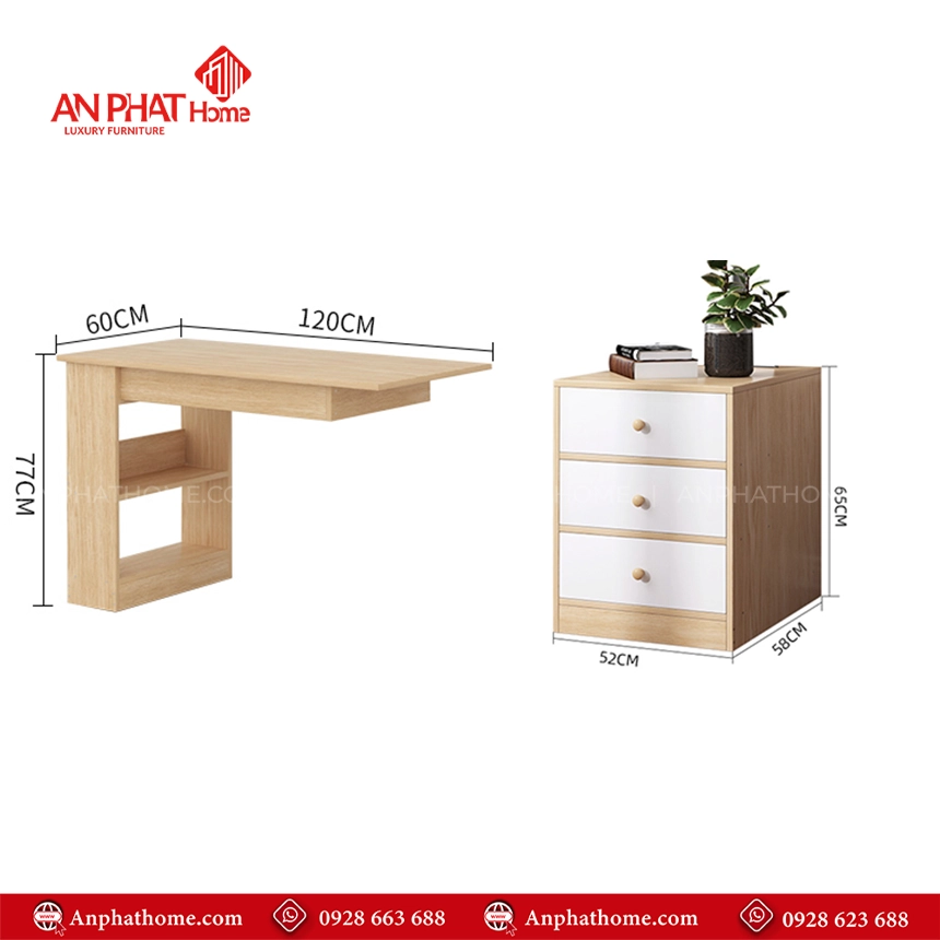 Bàn Làm Việc Hiện Đại Gỗ MDF B-2898 6 Mẫu bàn làm việc kết hợp tủ đựng đồ hiện đại