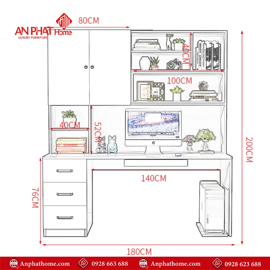 Bàn Làm Việc Hiện Đại Gỗ MDF B-2899 21 Thiết kế mẫu bàn làm việc đẹp tại nhà