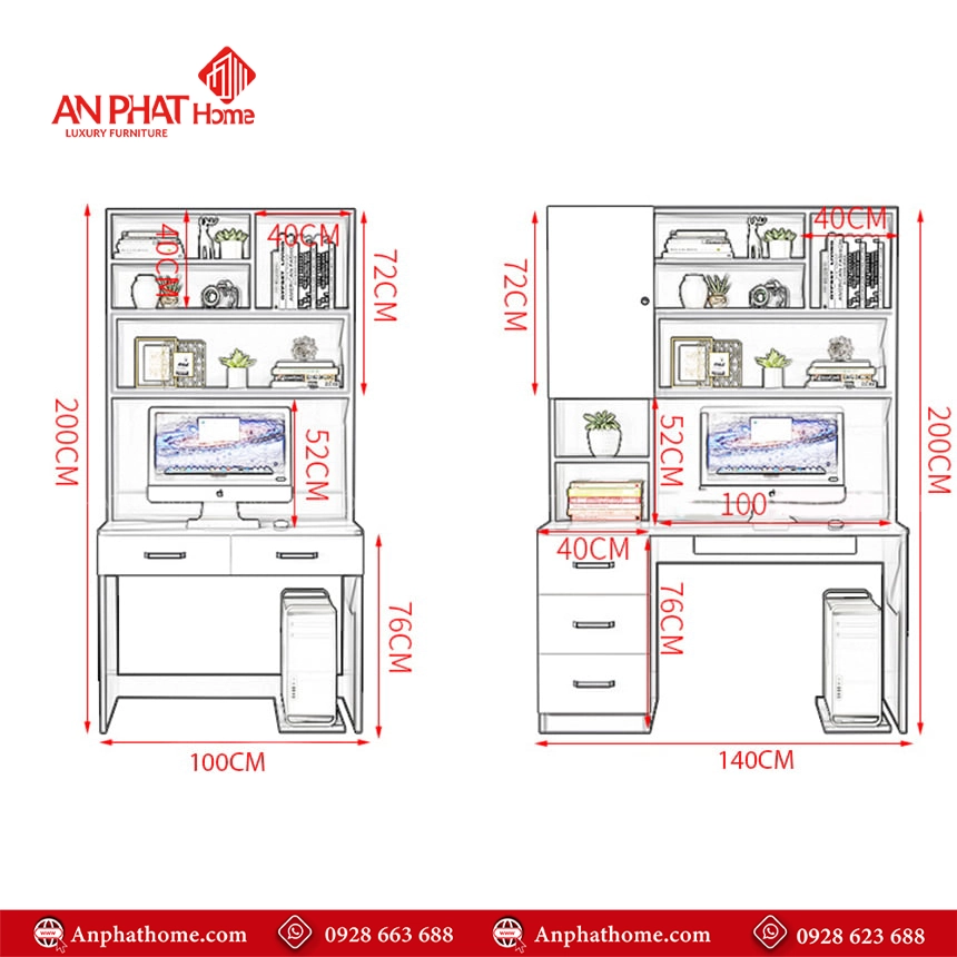 Bàn Làm Việc Hiện Đại Gỗ MDF B-2899 24 Mẫu thiết kế bàn làm việc đẹp hiện đại