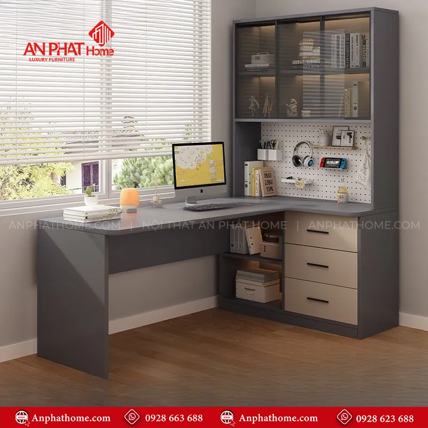 Bàn Làm Việc Hiện Đại Kết Hợp Kệ Sách B-2867 6 Mẫu bàn làm việc giá rẻ hiện đại ở nhà