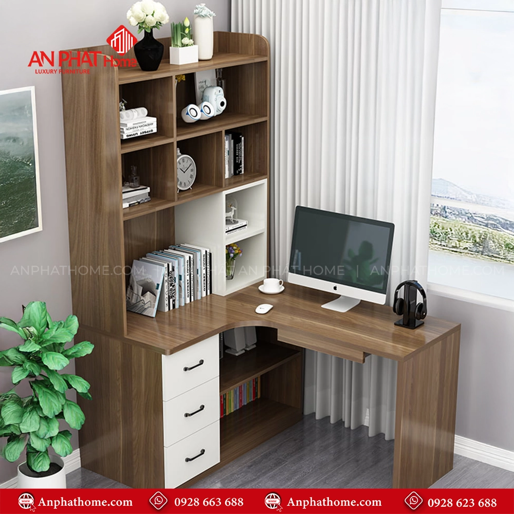Bàn Làm Việc Kết Hợp Kệ Sách B-2890 14 Thiết kế mẫu bàn làm việc kết hợp kệ sách