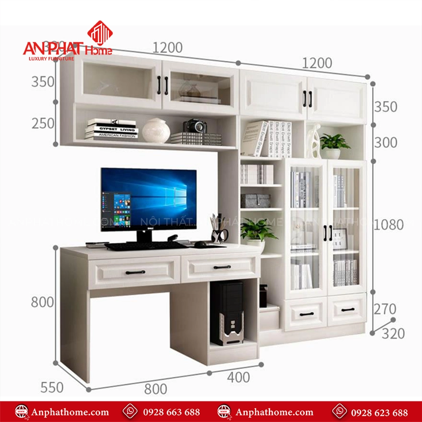 Bàn Làm Việc Kết Hợp Tủ Hiện Đại B-2897 8 Mẫu bàn làm việc kết hợp tủ đa năng