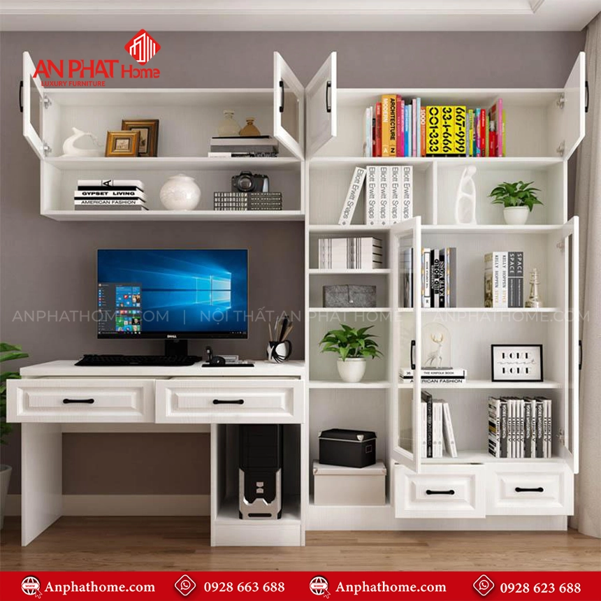 Bàn Làm Việc Kết Hợp Tủ Hiện Đại B-2897 9 Mẫu tủ kết hợp bàn làm việc thông minh