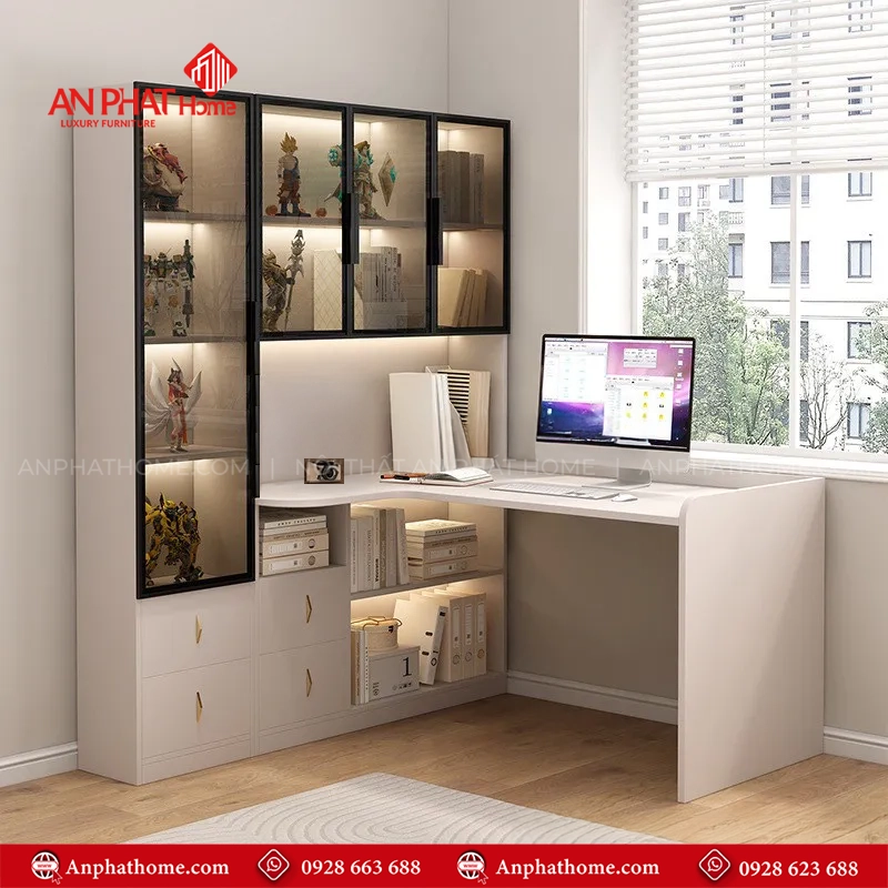 Bàn Làm Việc Kết Hợp Tủ Sách B-2866 12 Mẫu bàn làm việc đơn giản có tủ đa năng