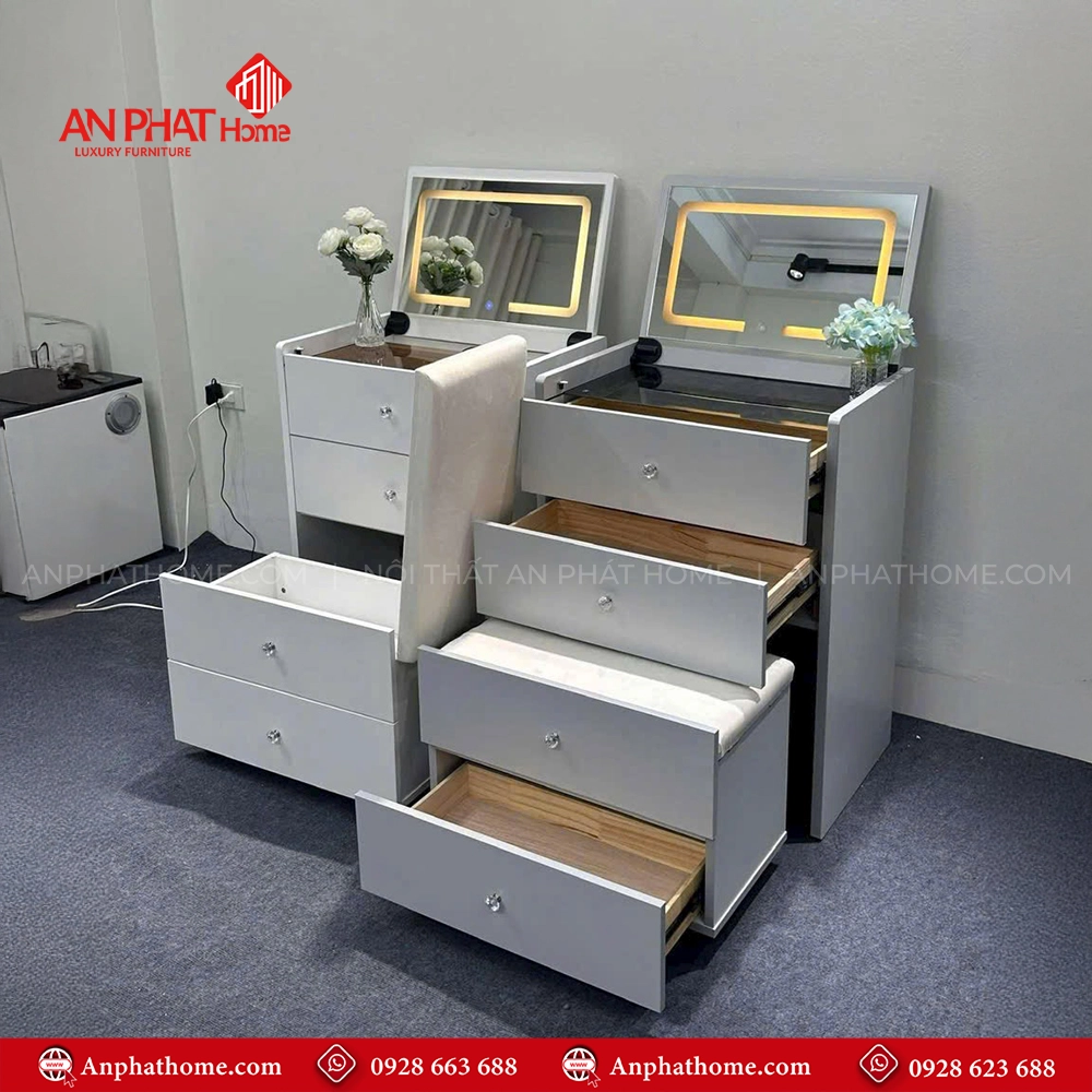 Bàn Phấn Thiết Kế Hiện Đại Có Gương Led B-2818 9 Bàn Phấn Thiết Kế Hiện Đại Có Gương Led B-2818 An Phát Home