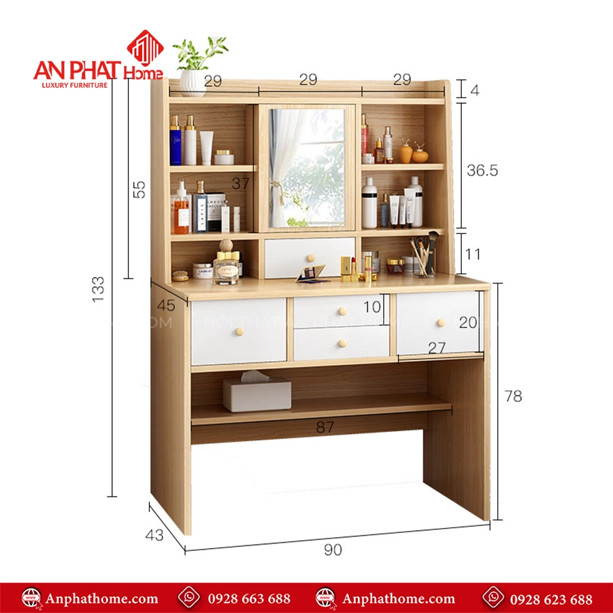 Bàn Phấn Trang Điểm Đa Năng B-2835 13 Mẫu bàn trang điểm đẹp giá rẻ